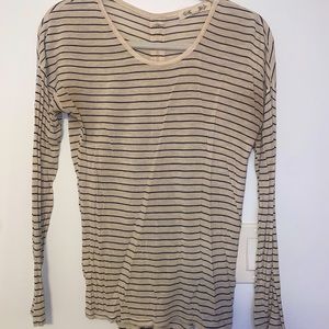 Lightweight zip back long sleeve stripe